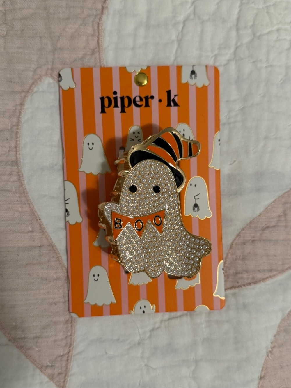NWT - Piper K Halloween Faux Pearl Ghost Hair Claw Clip